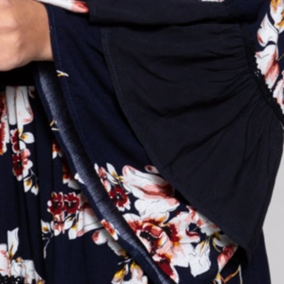Navy Floral Blossom Cotton Dress - Picture 7 of 7